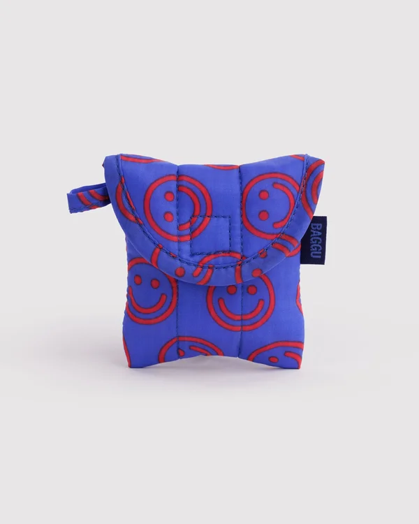 Puffy Earbuds Case - Mini Cobalt Happy - Size: OS