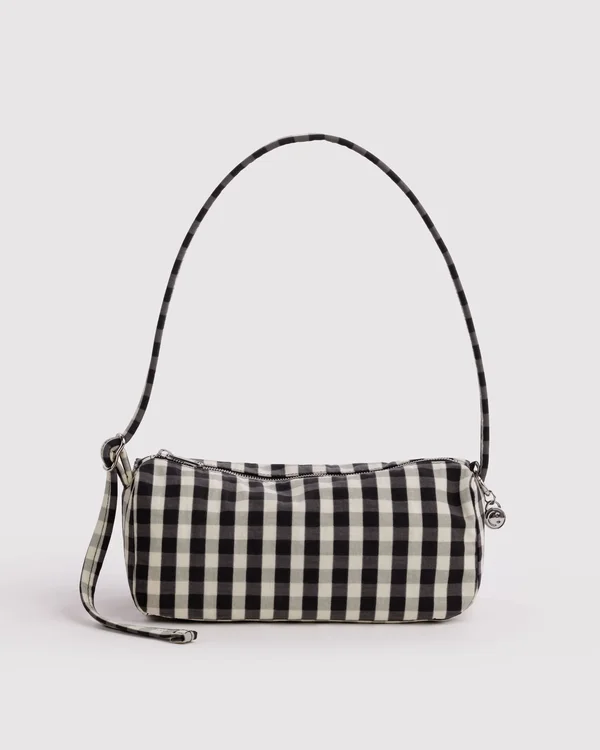 Nylon Loaf Bag - Black And Cream Gingham - Size: OS