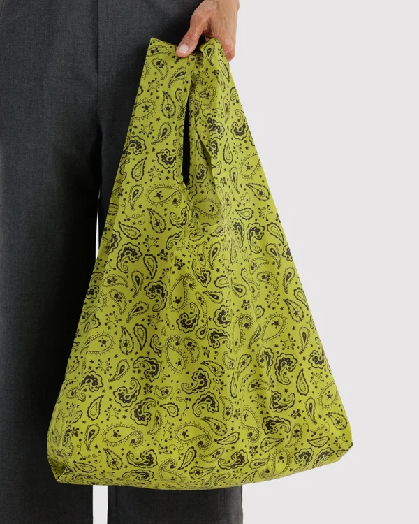 Standard Baggu - Chartreuse Paisley - Material: ripstop-nylon