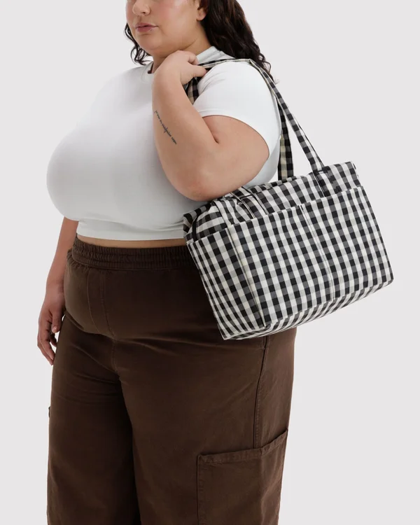 Everyday Cloud Bag - Black And Cream Gingham - Material: heavyweight-nylon