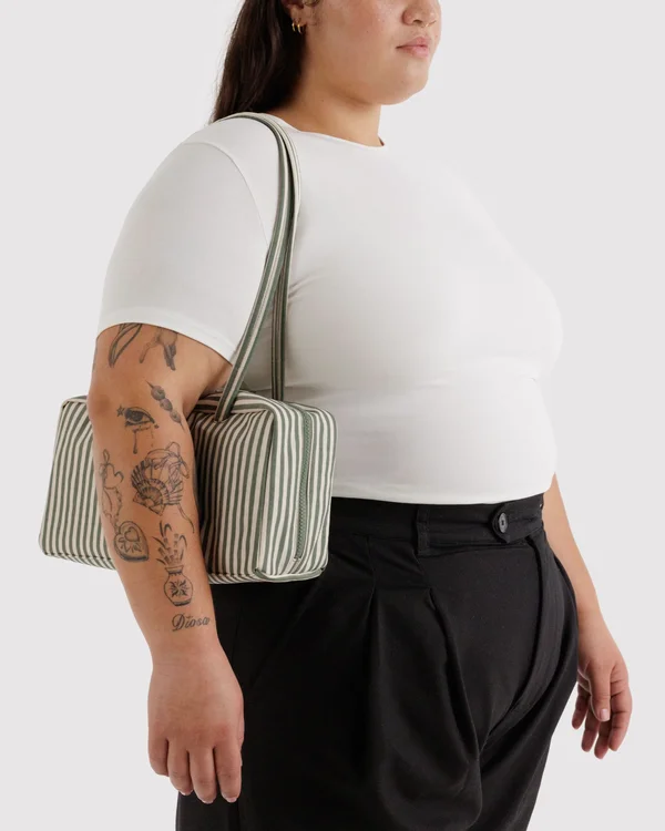 Nylon Bowler Bag - Sage Stripe - Size: OS