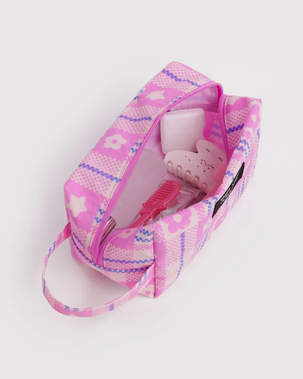 Dopp Kit - Market Plaid Pink - Material: heavyweight-nylon