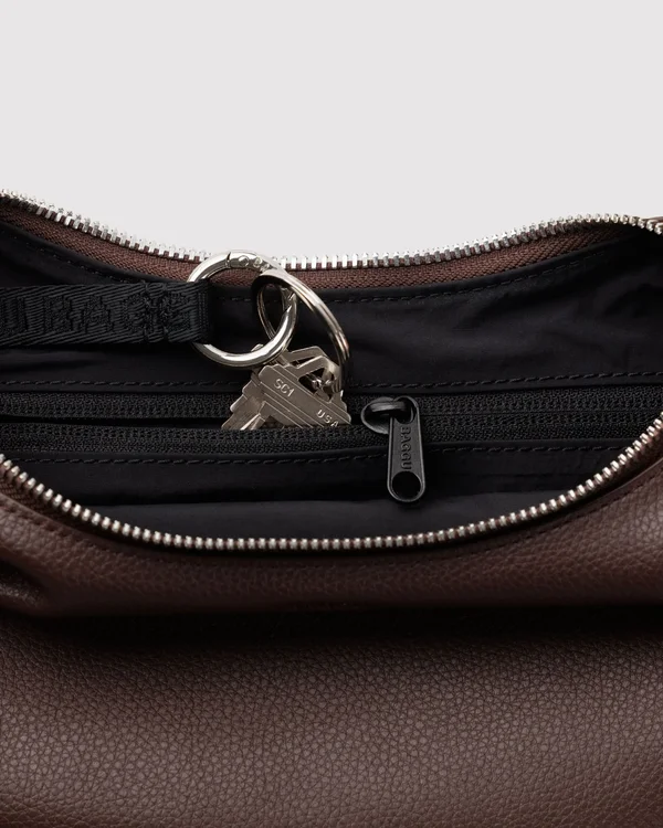 Small Recycled Leather Flat Crescent - Brown - Size: OS