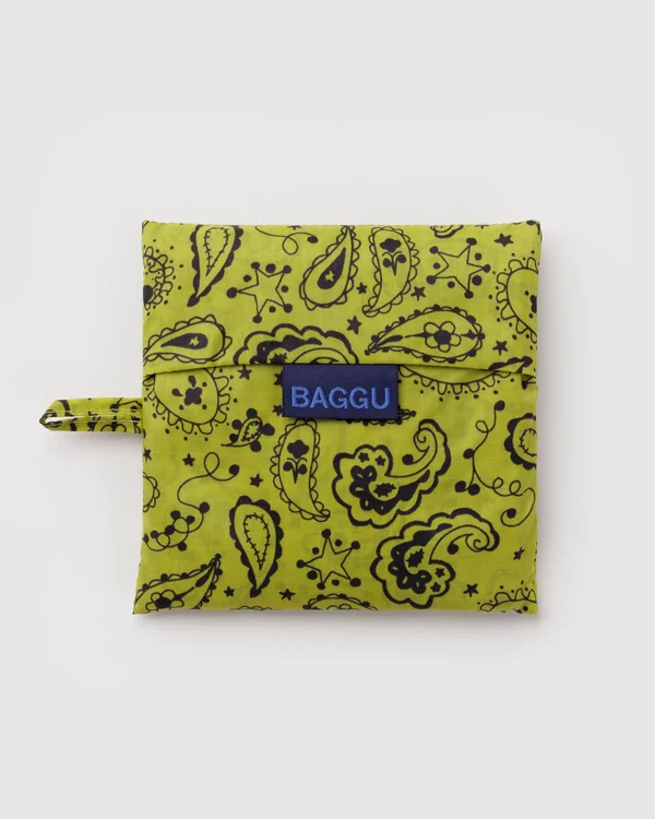 Standard Baggu - Chartreuse Paisley - Material: ripstop-nylon