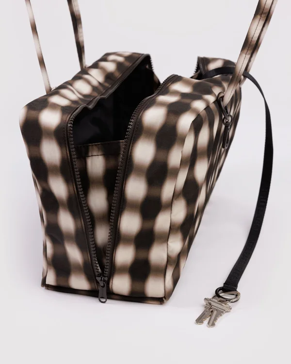 Medium Nylon Bowler Bag - Sale - Blurred Gingham Brown - Size: OS