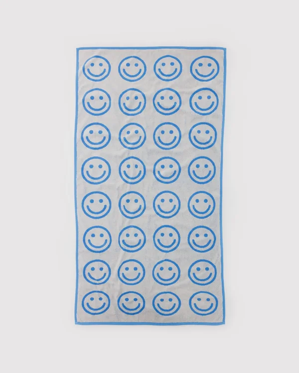 Bath Towel - Sky Blue Happy - Material: organic-cotton