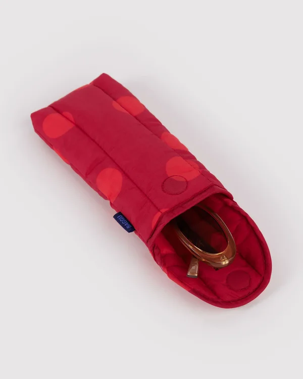 Puffy Glasses Sleeve - Red Polka Dot - Material: ripstop-nylon