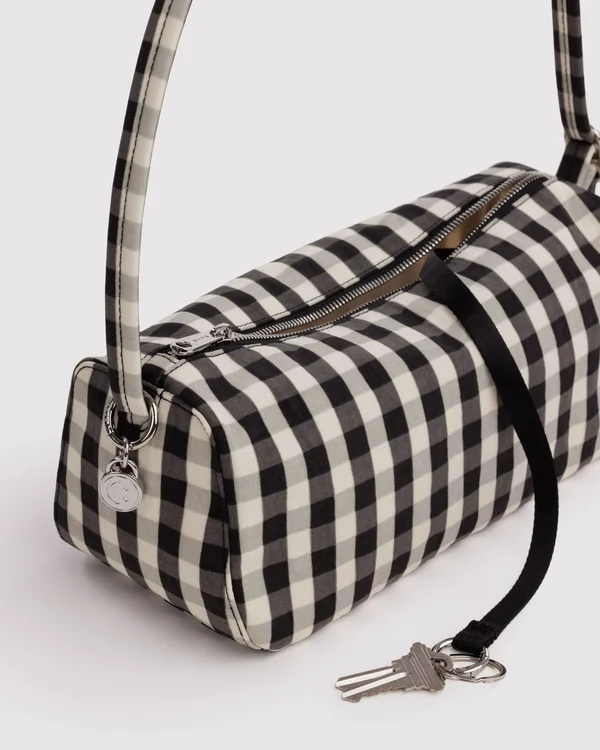 Nylon Loaf Bag - Black And Cream Gingham - Size: OS